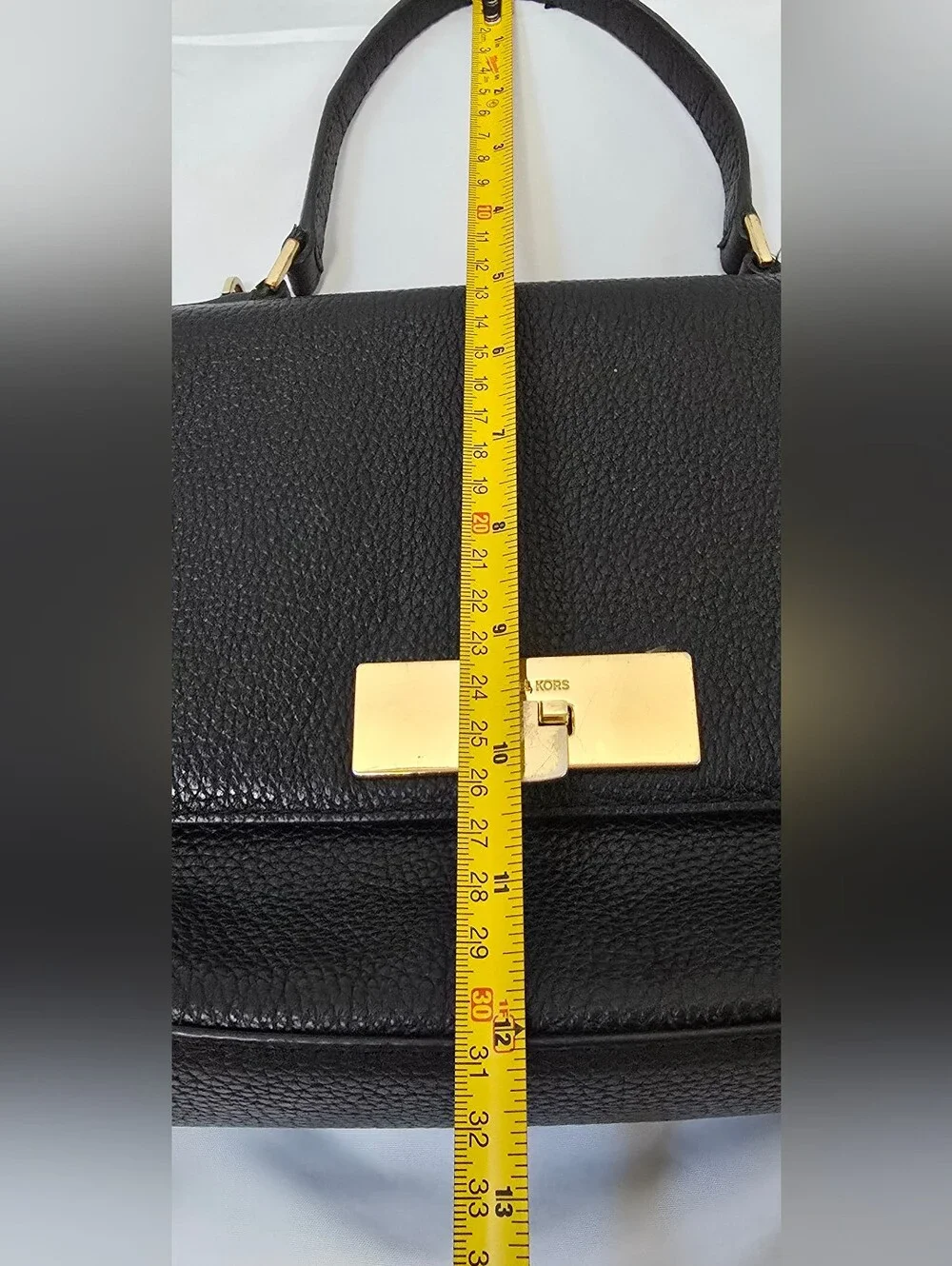 Michael Kors Callie Black Pebbled Leather Flap Top Handle Crossbody Satchel Bag